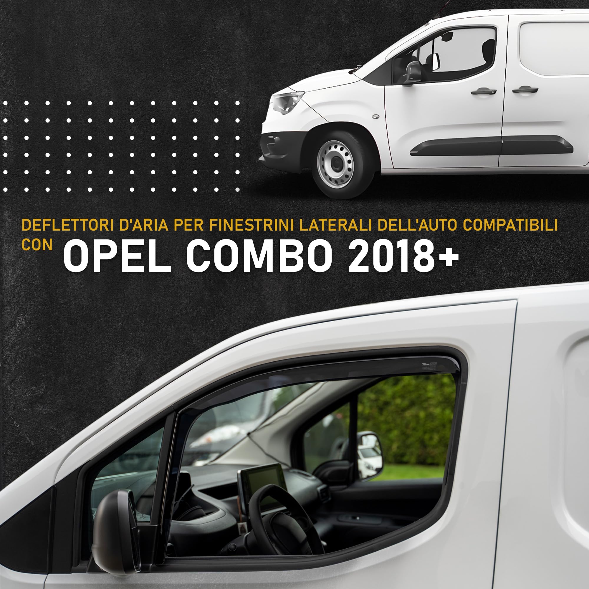 HEKO - Compatibile con Opel Combo 2018+ Deflettori per Vetri Laterali; Anteriori; Due pezzi; Deflettori d’Aria Antipioggia, Antiturbo, Oscurati, Aerodinamici; Installazione Rapida e Semplice