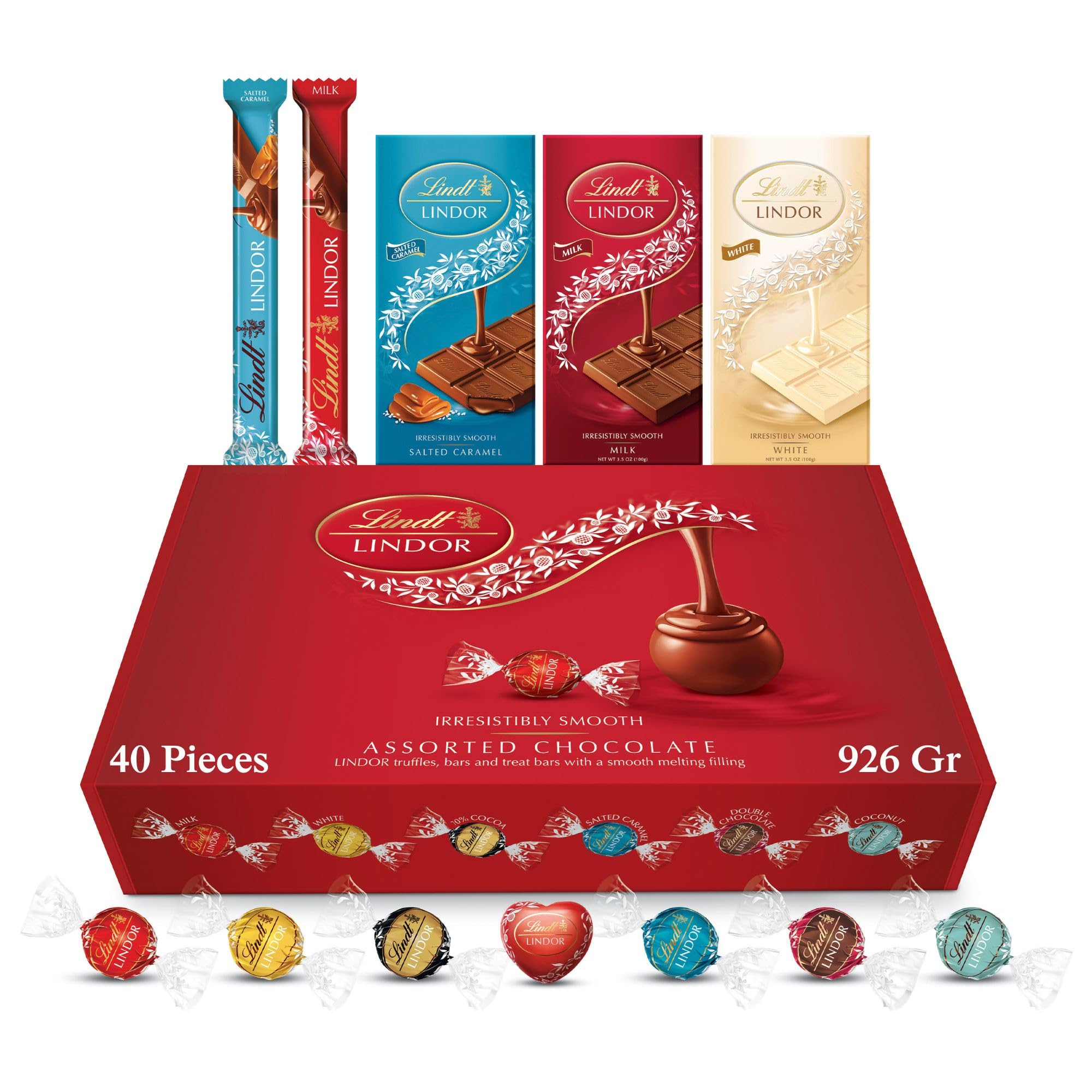 Lindt Lindor Official Chocolate Gift Box - 926g (40-piece Set) - Assorted Chocolate Truffles - Chocolate Bars - Christmas Gifts - Chocolate Gifts