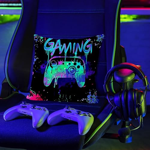 Miniatura 2 de Almohadas para videojuegos, fundas de almohada de 18 x 18 pulgadas, decoración de sala de juegos, decoración de sala de juegos, funda de almohada