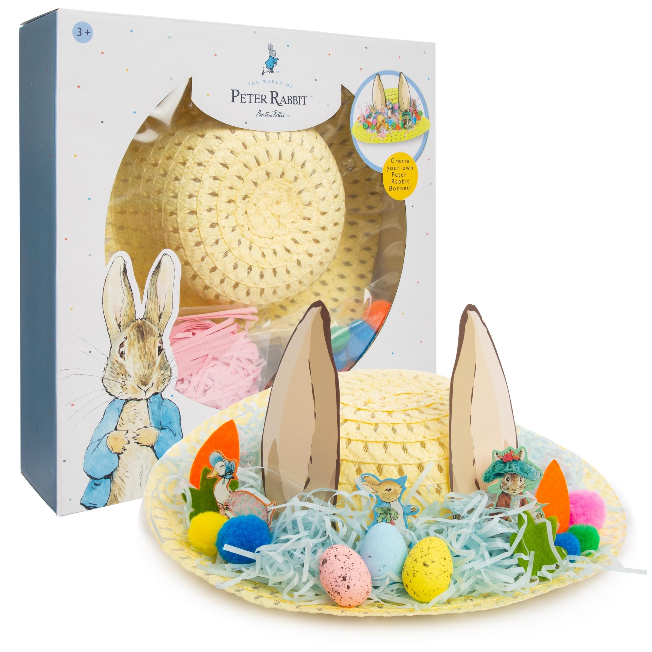 abeec Peter Rabbit Easter Bonnet Kit – Make Your Own Easter Hat Craft Set for Kids Aged 3+, Creative Seasonal Activity for School or Home, Officially Licensed with UKCA & CE Safety