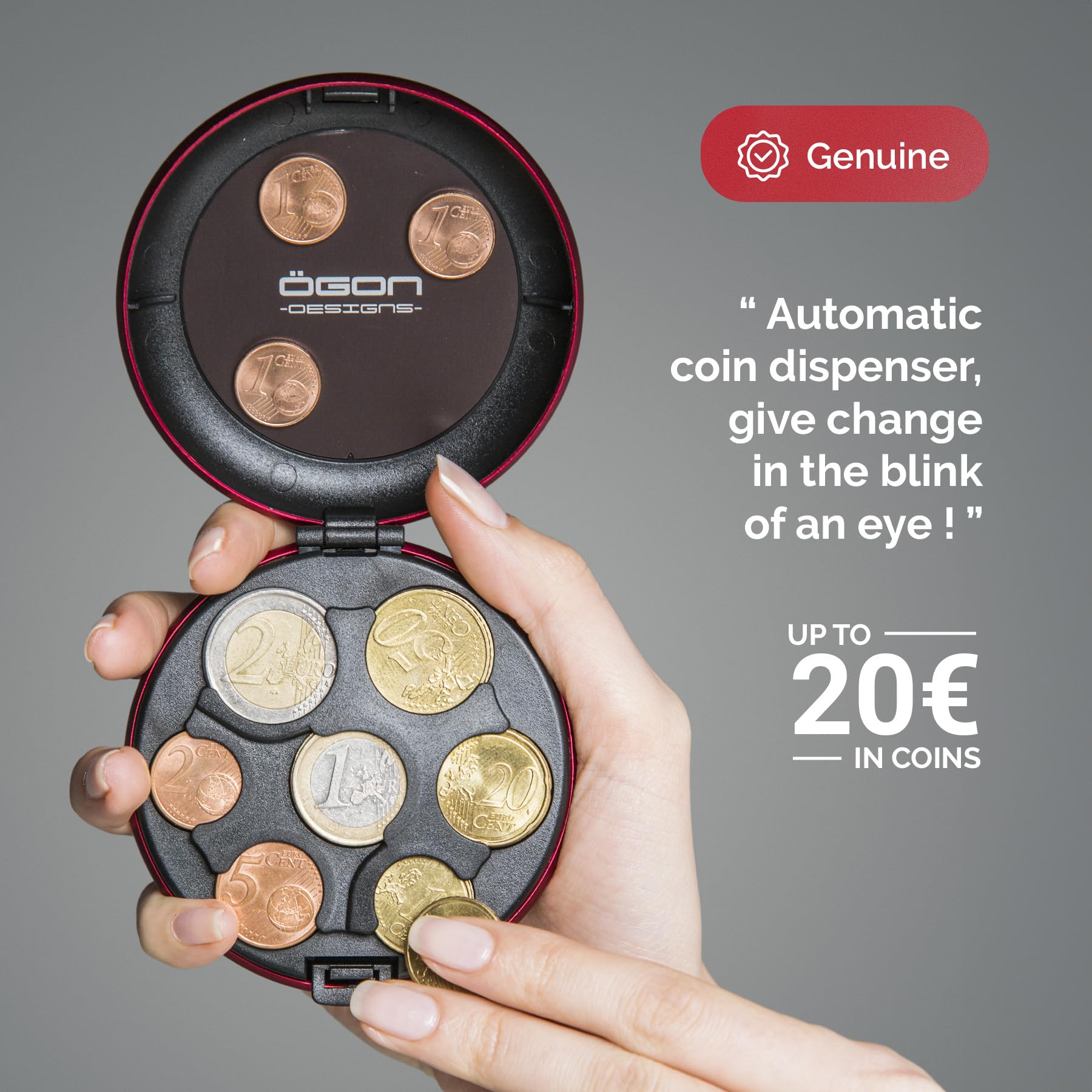 Monedero de Aluminio para Euros, Capacidad de hasta 20 €, 5 Piezas por Compartimento, Accesorio Organizador Compacto, Modelo Euro Monedero