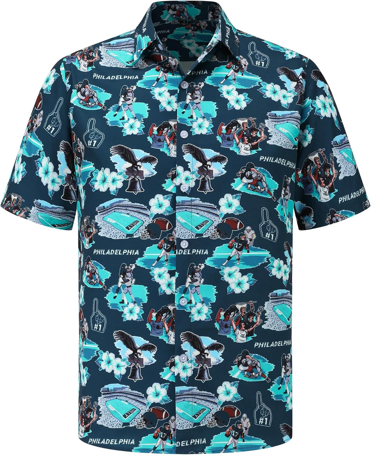 Men's Hawaiian Shirts Short Sleeve Casual Button Down Floral Summer Tropical Beach Football Hawaiian Shirts for Men - Image 2
