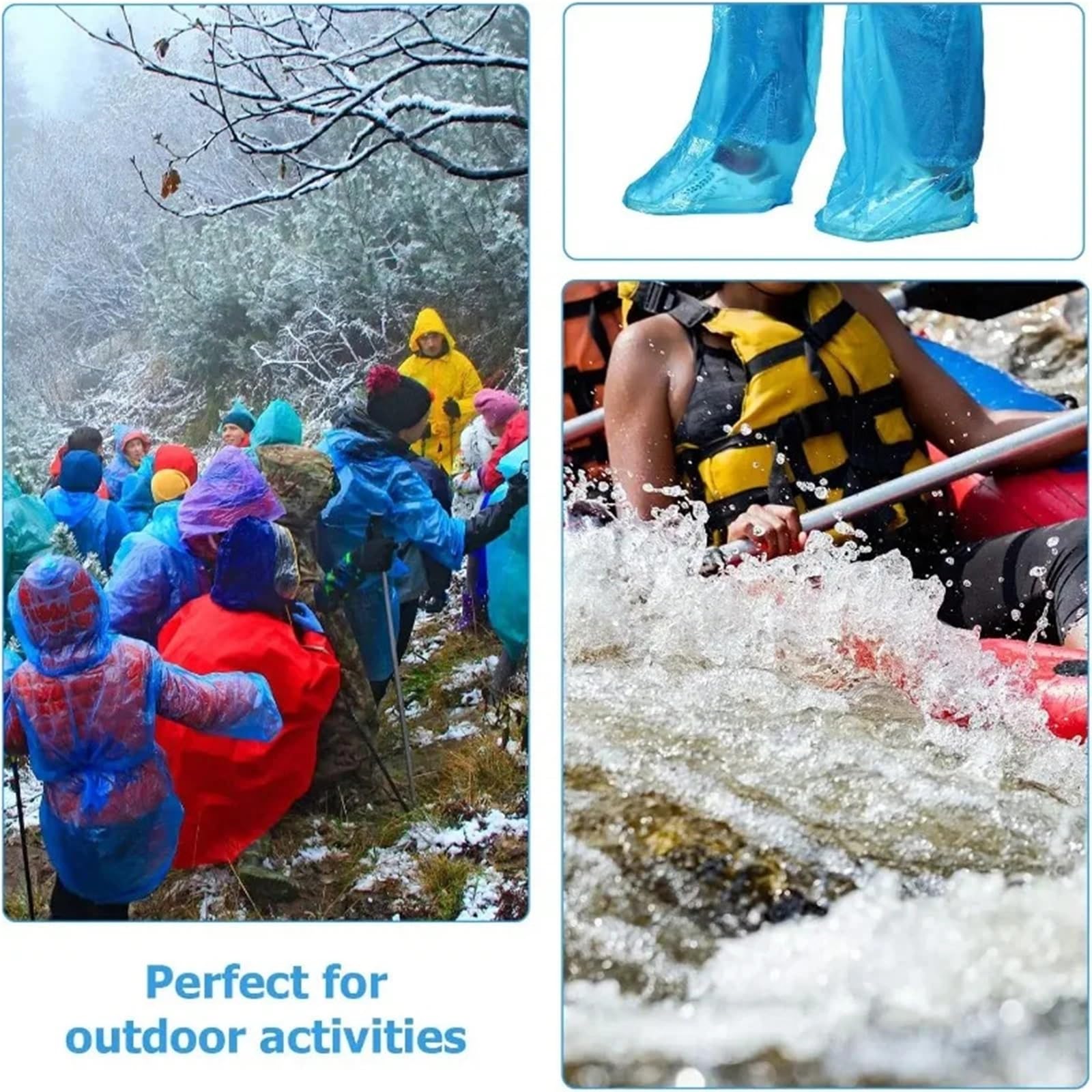 Schuhüberzüge Lange Stiefelüberzüge, dicke, wasserdichte Schuhüberzüge aus Kunststoff, rutschfest, for Labor, Landwirtschaft, Regentage, Rafting(Blue,100pairs)