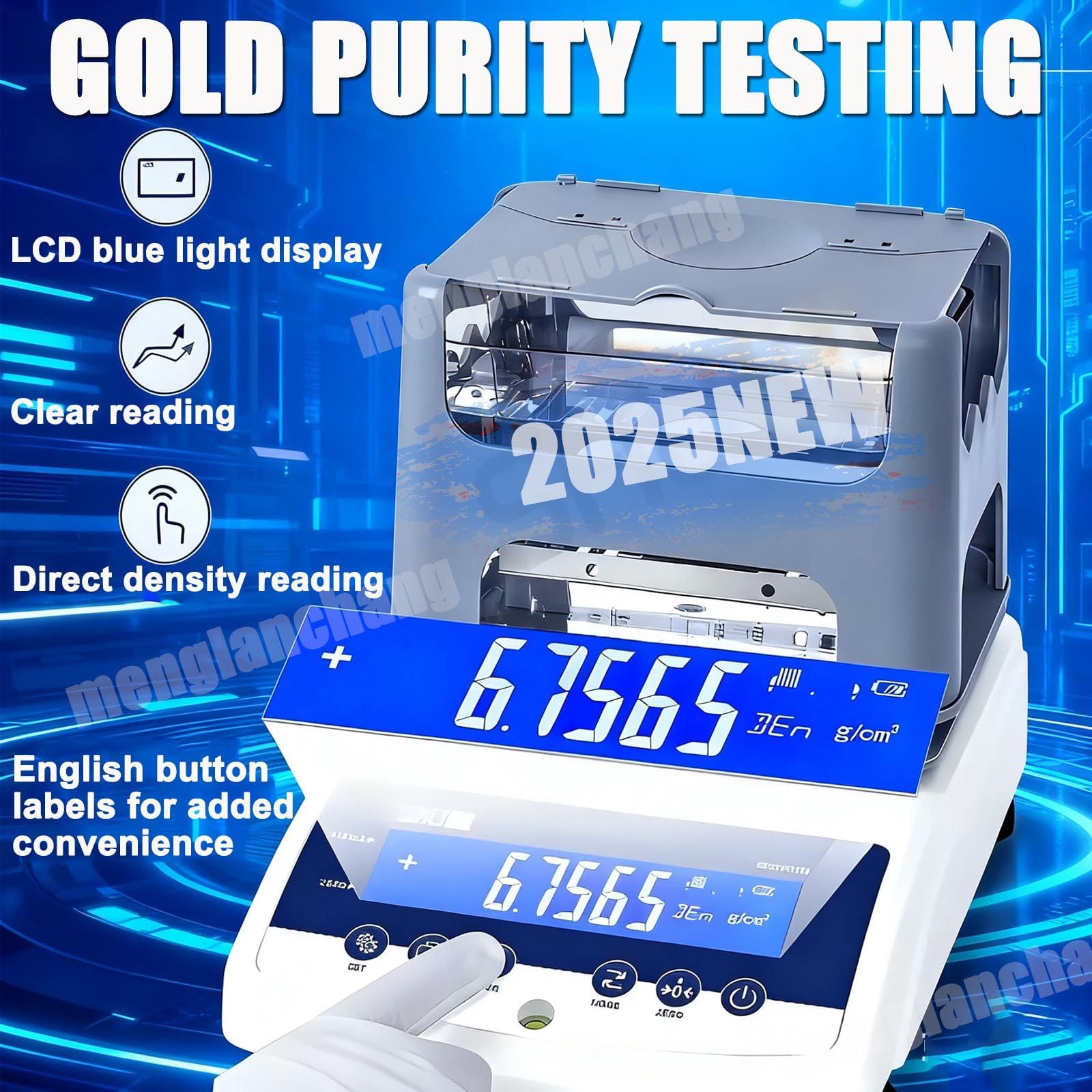 Goldreinheits-AnalysegeräT Mit Digitalanzeige,Goldreinheits-Detektor,Elektronisches Goldreinheits-TestgeräT, GolddichtemessgeräT,EchtheitsprüFgeräT FüR Edelmetalle MDJ-600K