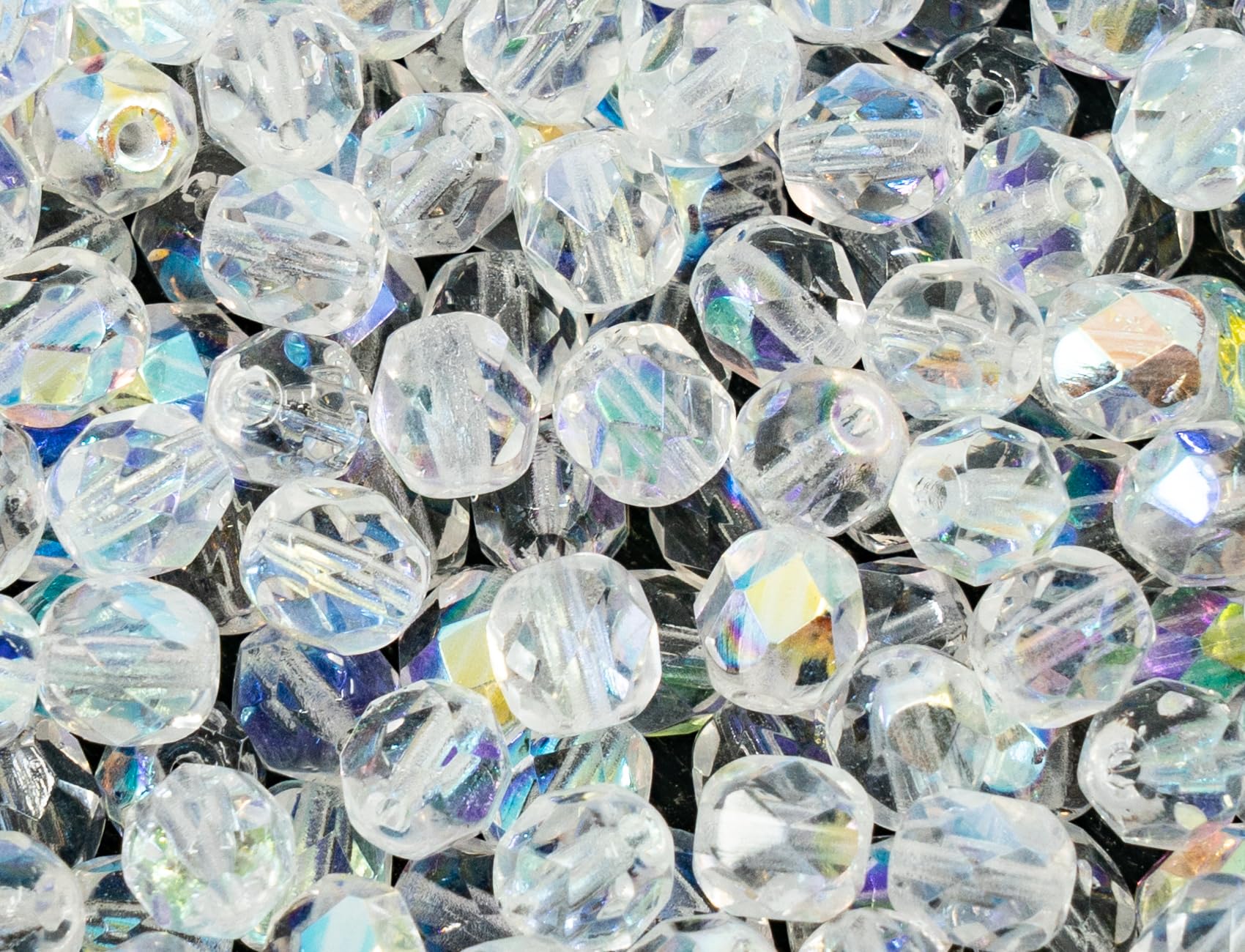 25 pcs Faceted Fire Polished Pressed Czech Glass Beads 8mm (0.32in), 00030-28701 Crystal AB — image 1