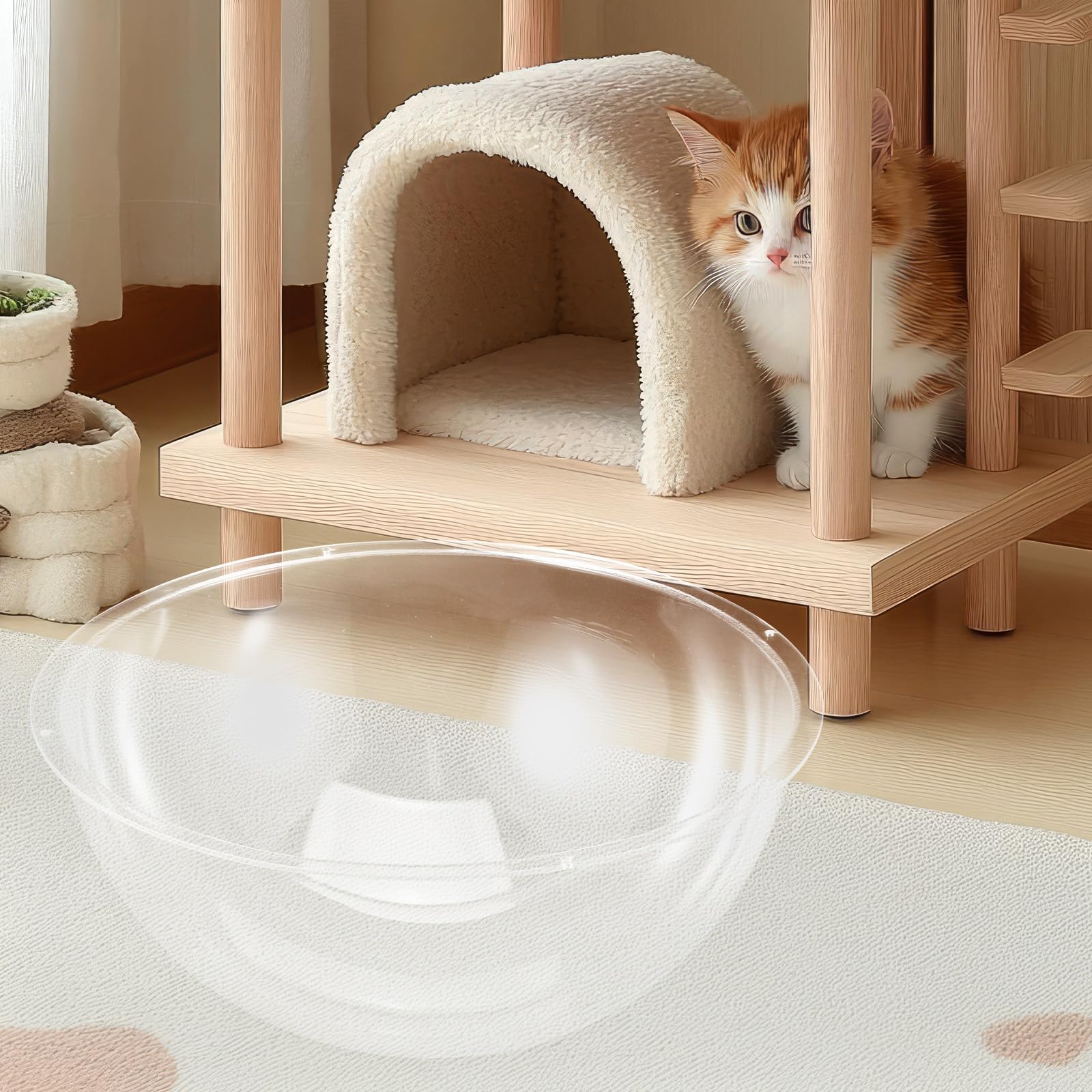 Ciieeo Housse de fenêtre Transparente en Acrylique à Bulles pour perchoir de Chat, nid Suspendu, lit pour Animaux de Compagnie, hamac pour Chat en Forme de dôme Transparent.