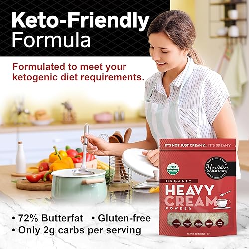 Miniatura 4 de Healthier Comforts Crema Láctea en Polvo Orgánica (72% de Mantequilla) Certificada USDA Orgánica, Kosher Sin Gluten, Sin GMO, Apto para Keto