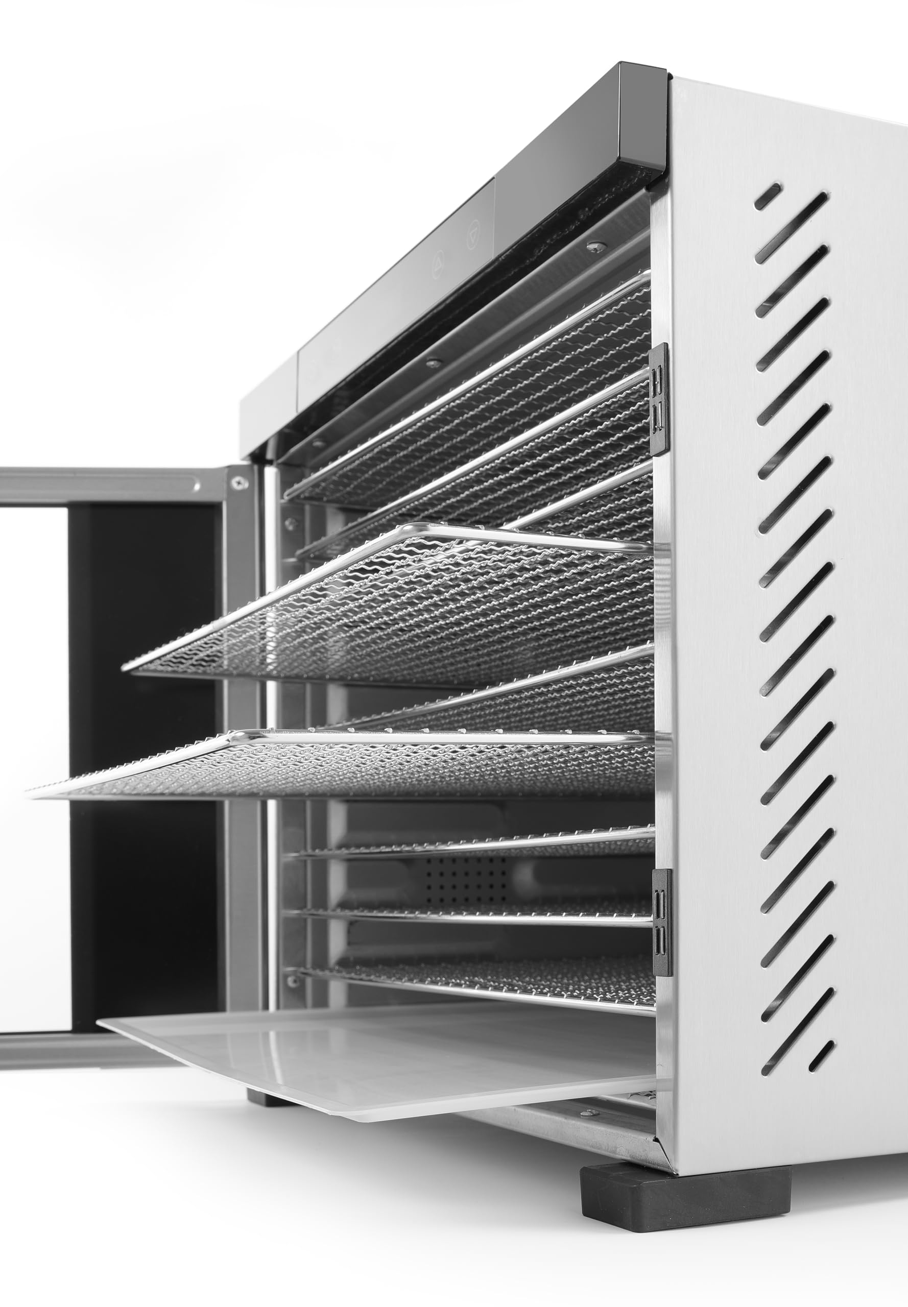 HENDI Essiccatore alimentare, con 10 griglie, per l’essiccazione di frutta, verdura e carne, timer, intervallo di temperatura da 35º a 75ºC, 230V/1000W, 430x535x(H)416mm, acciaio inossidabile