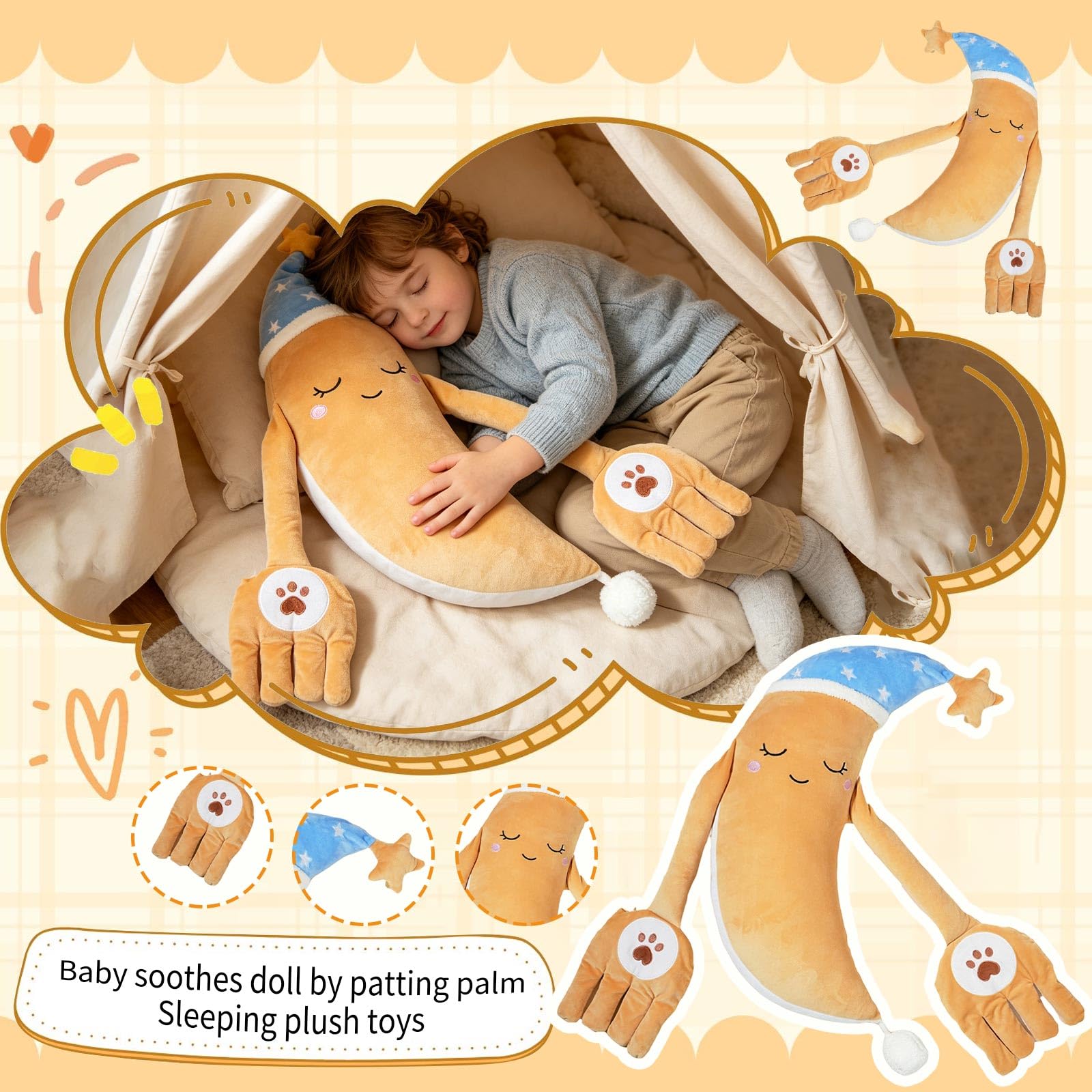 Einschlafhilfe Plueschtier Mit Klopfenden Haenden Mond Kuscheltier
