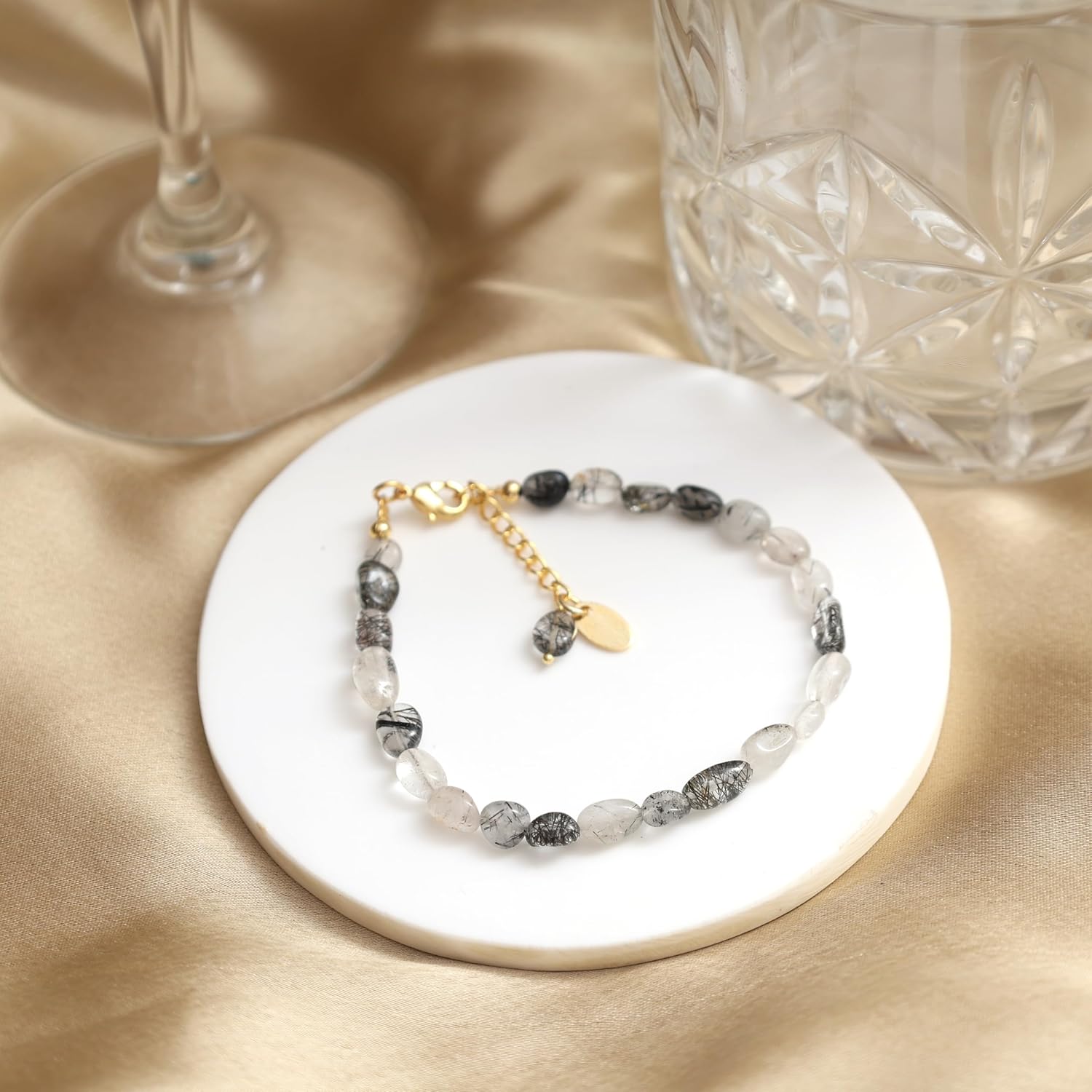 Gempires Natural Nuggets Bracelet Handmade Jewelry With 7 + 1 Inch 14k Yellow Gold Plated Adjustable Chain - Image 3