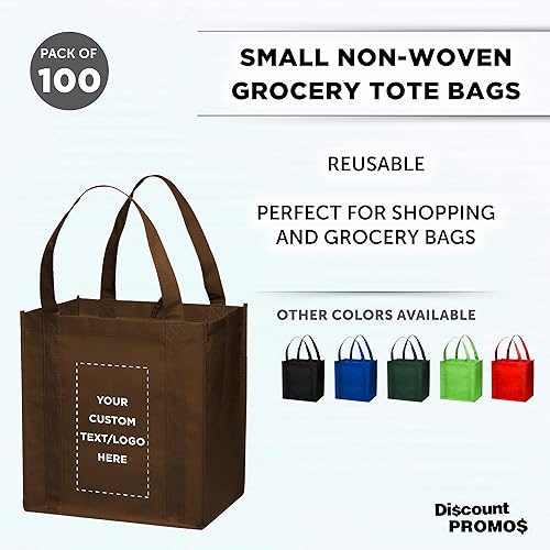 Miniatura 9 de DISCOUNT PROMOS Bolsa reutilizable personalizada para compras  Paquete de 100  Logotipo personalizado, texto, pequeñas bolsas plegables  Rojo
