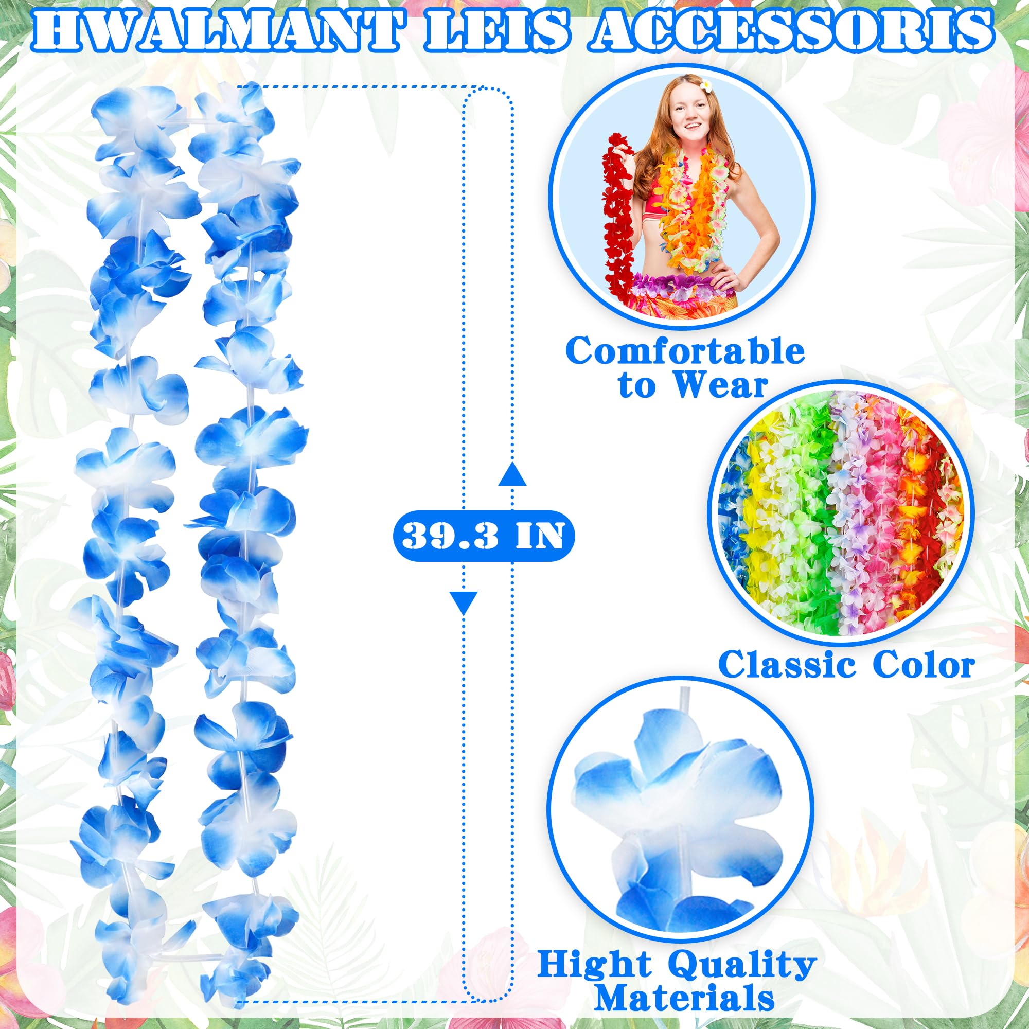 Pack De 12 Collares Hawaianos (lei) De Flores - Colores Variados, Poliéster Suave, Para Fiestas, Playa Y Eventos Temáticos