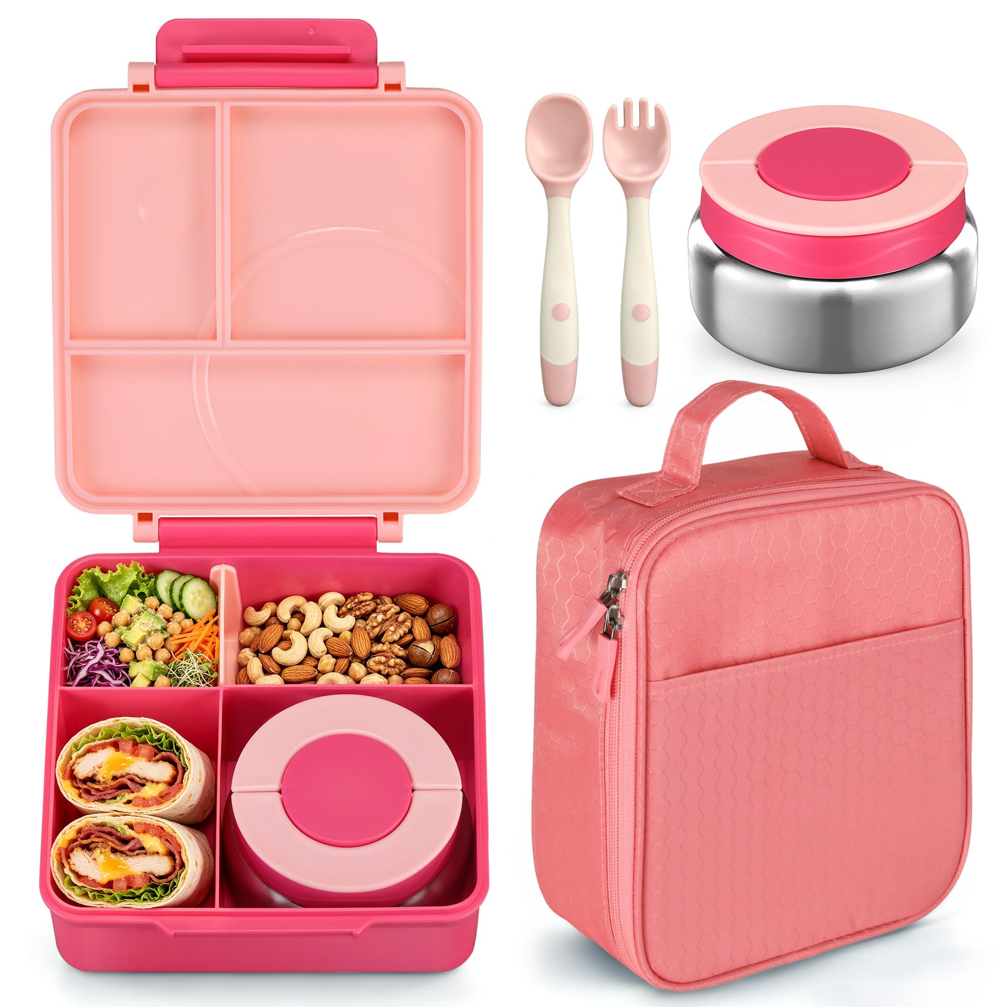 Photo 1 of Howeemo Kids Bento Lunch Box Set with 8oz Soup Thermo - Pink