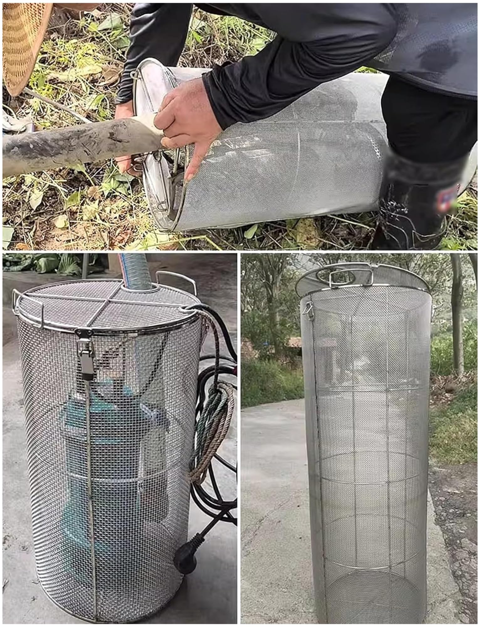 Protector de bomba de acero inoxidable resistente, jaula de filtro de malla de 5 mm sin obstrucciones para bombas de sumidero, sumergible, estanque y pozo, protección duradera para sistemas de bomba