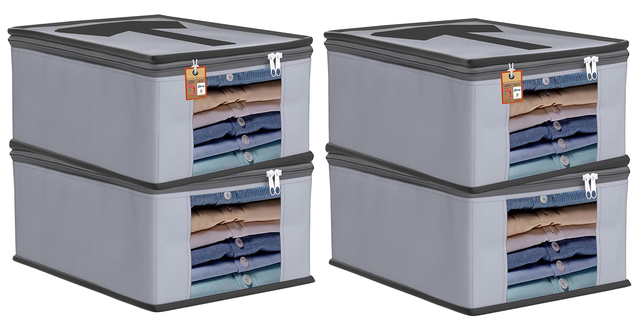 atorakushon® Fabric Mens Shirt Cover Jeans Pant T Shirt Trousers Clothes Organizer for wardrobe Pack of 4 (Grey) (B085LHMN1G) Amazon Price History, Amazon Price Tracker