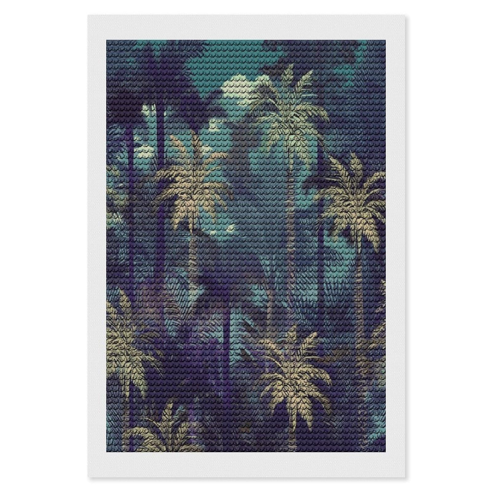 FekiLoot Fantasy Palm Tree Jungle Diamond Art Kits for Adults Diamond Painting Kits for Beginners DIY Diamond Art Kits Round Full Drill Diamond Dot Gem Painting for Home Wall Decor Gift 8"x12"