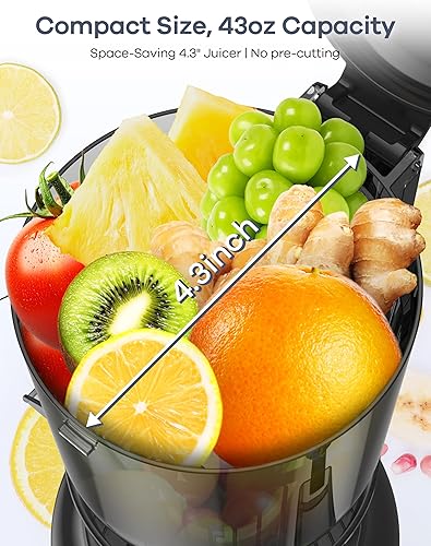 Miniatura 4 de Ganiza Exprimidor de prensa en frío, máquina exprimidora compacta de 4.3 pulgadas con 3 filtros reemplazables, funcionamiento ultrasilencioso, sin