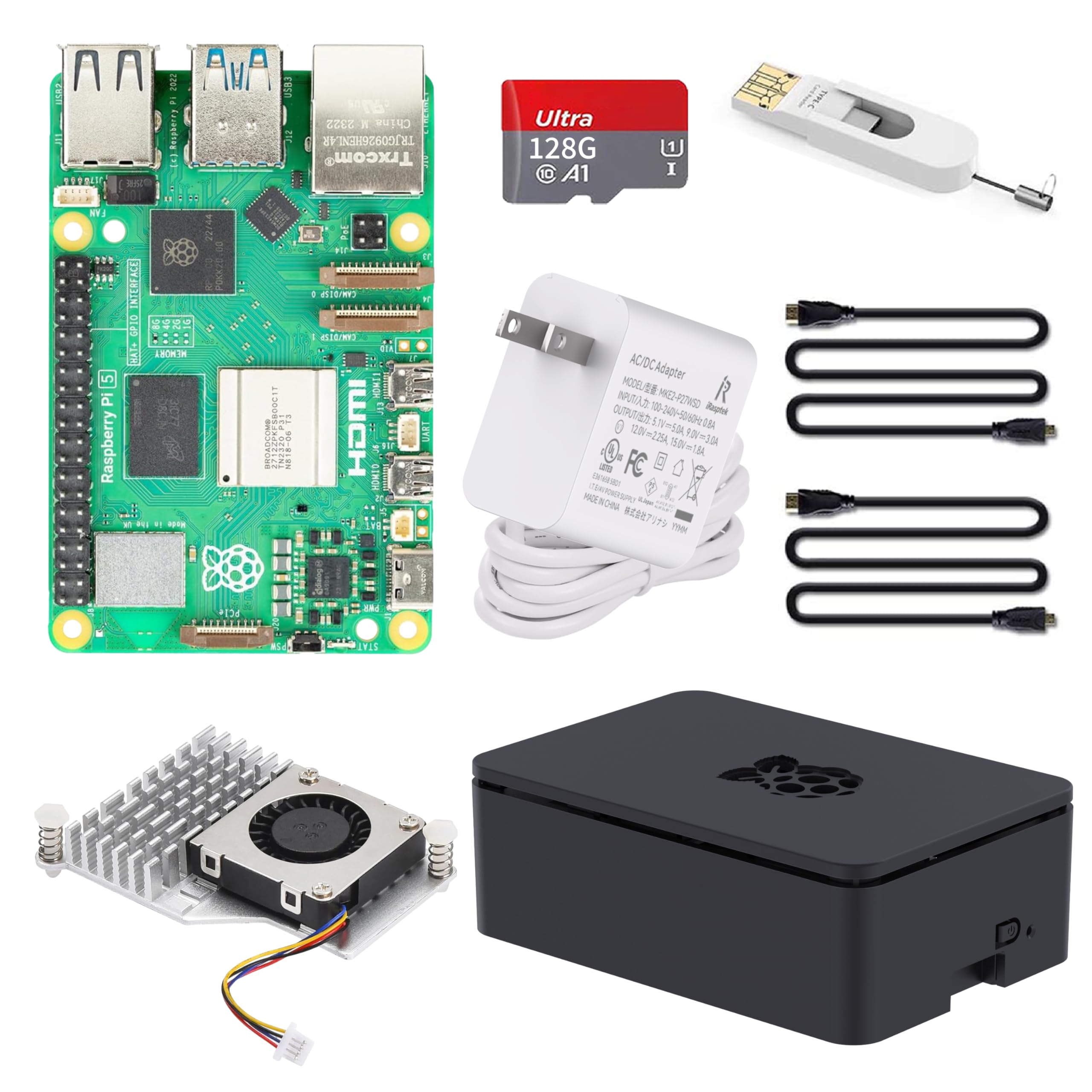 iRasptek Starter Kit for Raspberry Pi 5 8GB — 128GB Edition of OS