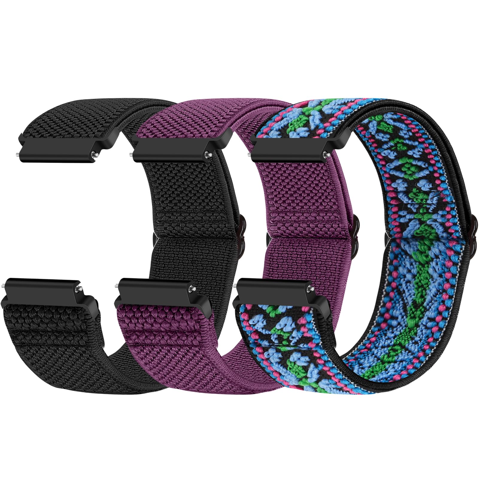 Compatible with 16mm 18mm 19mm 20mm 22mm 24mm Watch Bands Quick Release Replacement Wristband,Adjustable Stretchy Nylon Solo Loop Straps Fabric Braided Sport Elastic Bands for Men Women