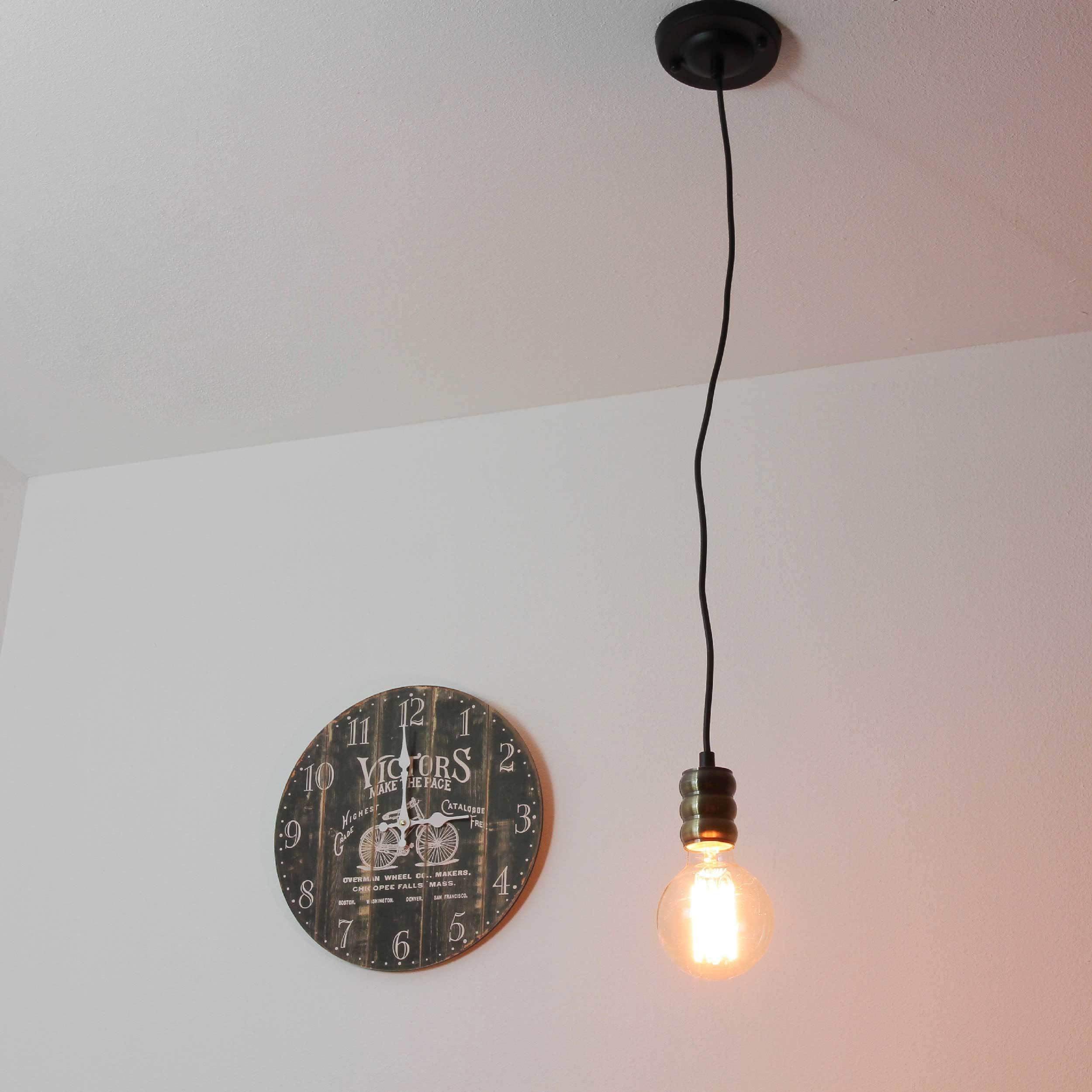 Licht-Erlebnisse Lampada A Sospensione Vintage In Ottone – Altezza Regolabile, Attacco E27, Ideale Per Cucina, Soggiorno, Corridoio