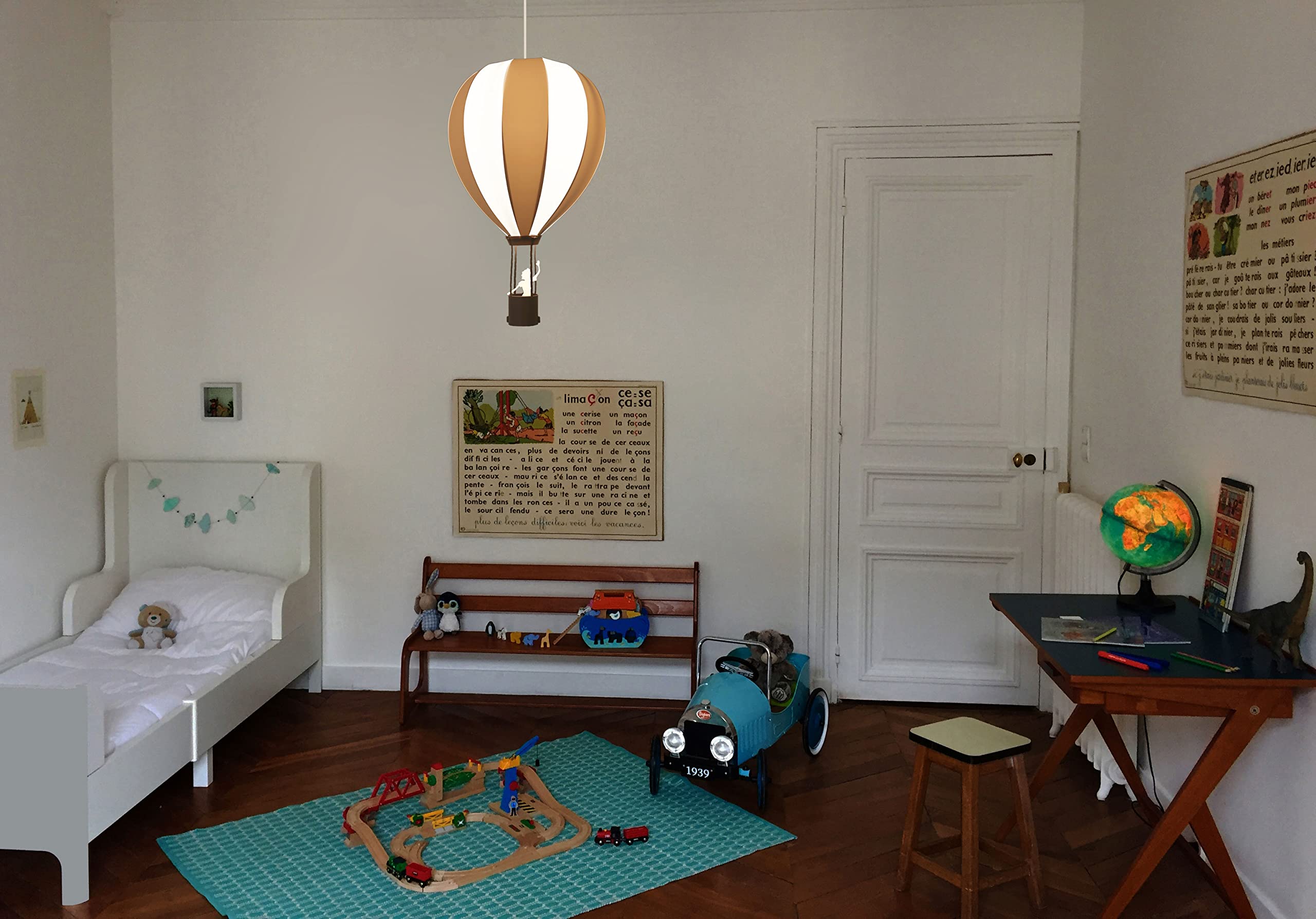 R&M Coudert Lampada da Soffitto Sospensione Camera Bambini Mongolfiera Grigio