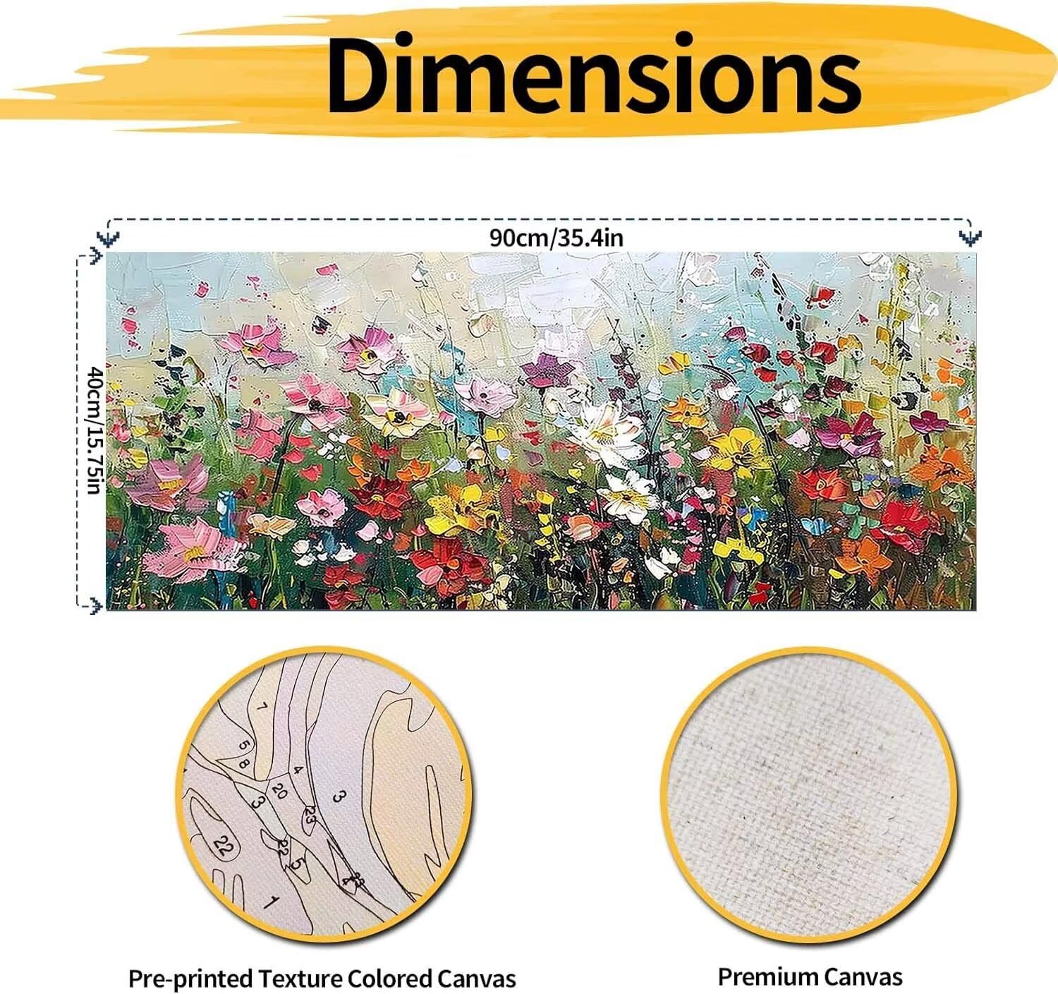 Malowanie po numerach, krajobraz, duży obraz po numerach, dla dorosłych, kwiaty, 60 x 120 cm, zestawy do malowania po numerach, hobby dla dorosłych i kobiet, łatwe DIY, akryle z pędzlami, prezenty do