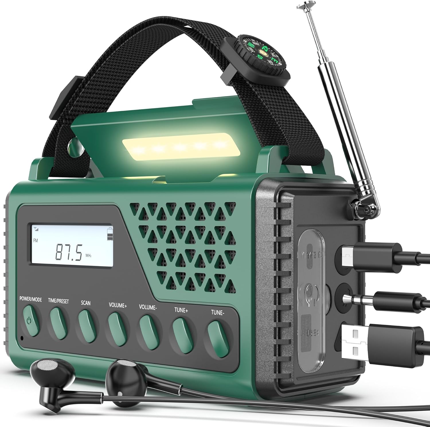 Crank Emergency Weather Radio10000mAh,NOAA/AM/FM/SW Weather Radio,Hand Crank Radio with Solar,USB Type-C Charging, SOS Alarm,Torch & LED Reading Light, Compass & Carry Bag for Camping Survival Home