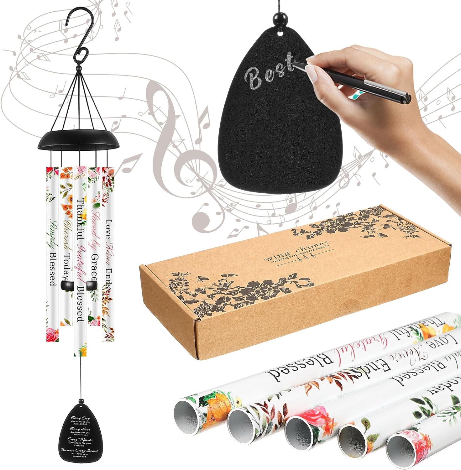 32 in Christian Wind Chimes Easter Gifts for Women Men Large Inspirational Religious Spiritual Wind Chimes with Bible Verse Baptism Easter Birthday Faith Based Gifts for Mom Sister