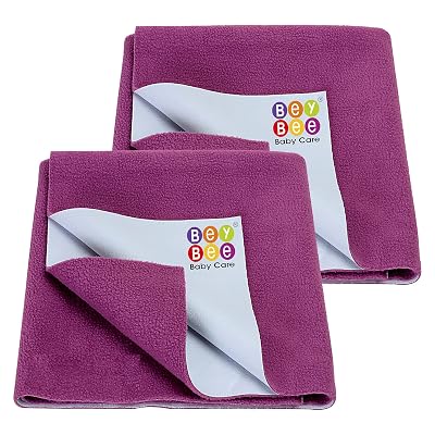 Bey Bee- Baby Quick Dry Sheet Small Combo Pack of 2 Rani Pink (Each Size: 50 cm X 70 cm)
