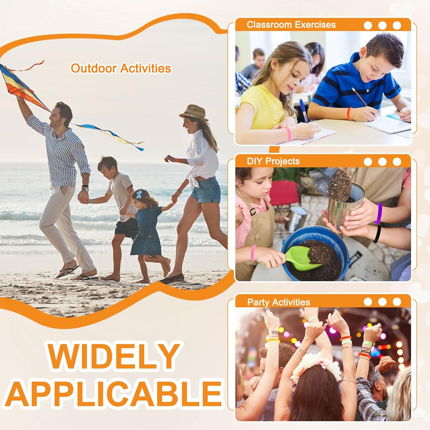 uxcell Rubber Bracelets, Unisex Silicone Bracelet Colored Elastic Sports Wristbands for Adults Teen Sports Team Games Parties Fashion Decorations - Image 7