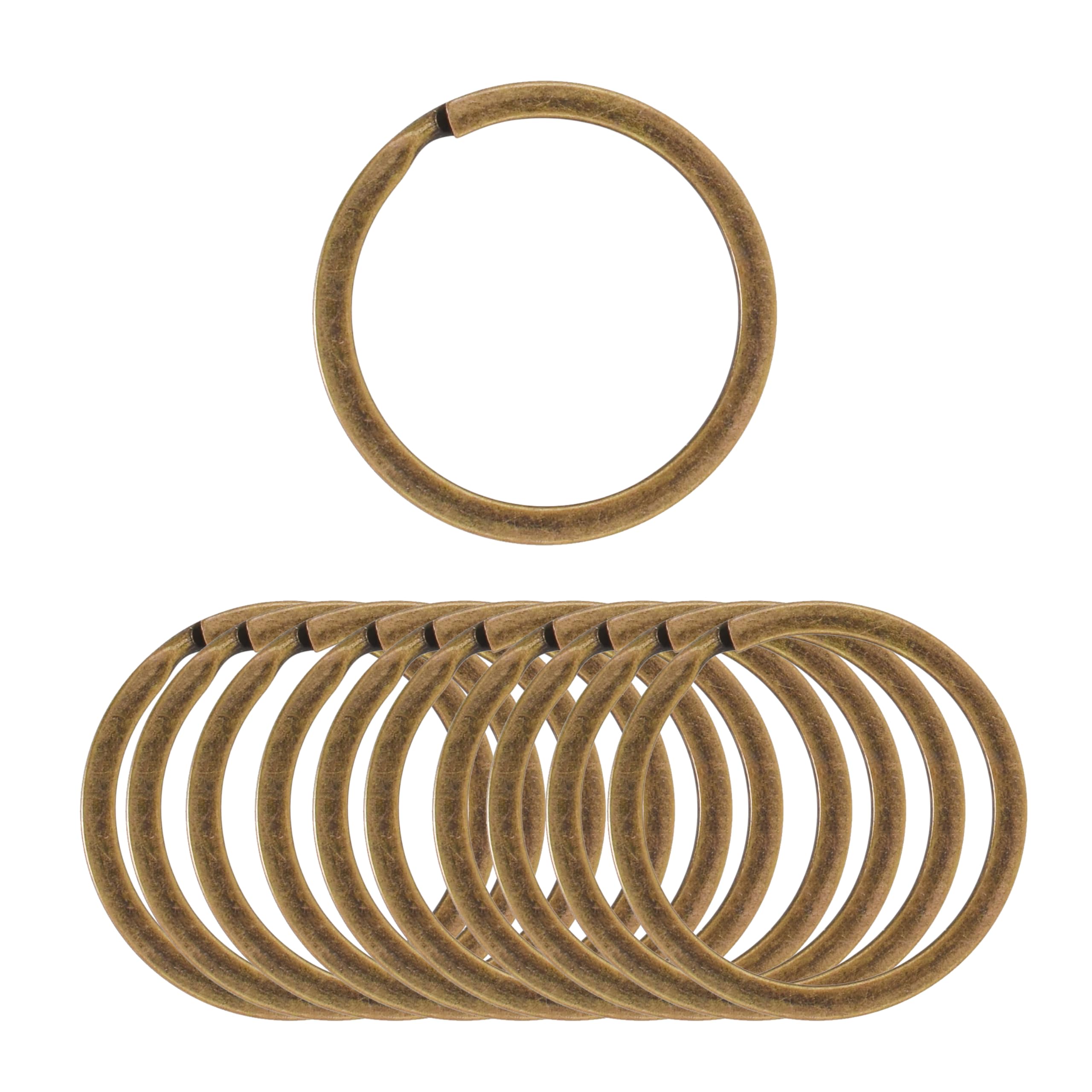 Mandala Crafts 1 Inch Metal Key Rings – 50 Bulk Pack Heavy Duty Rust-Resistant Antique Brass Flat Split Keychain Rings for Home, Office, and Car Keys,