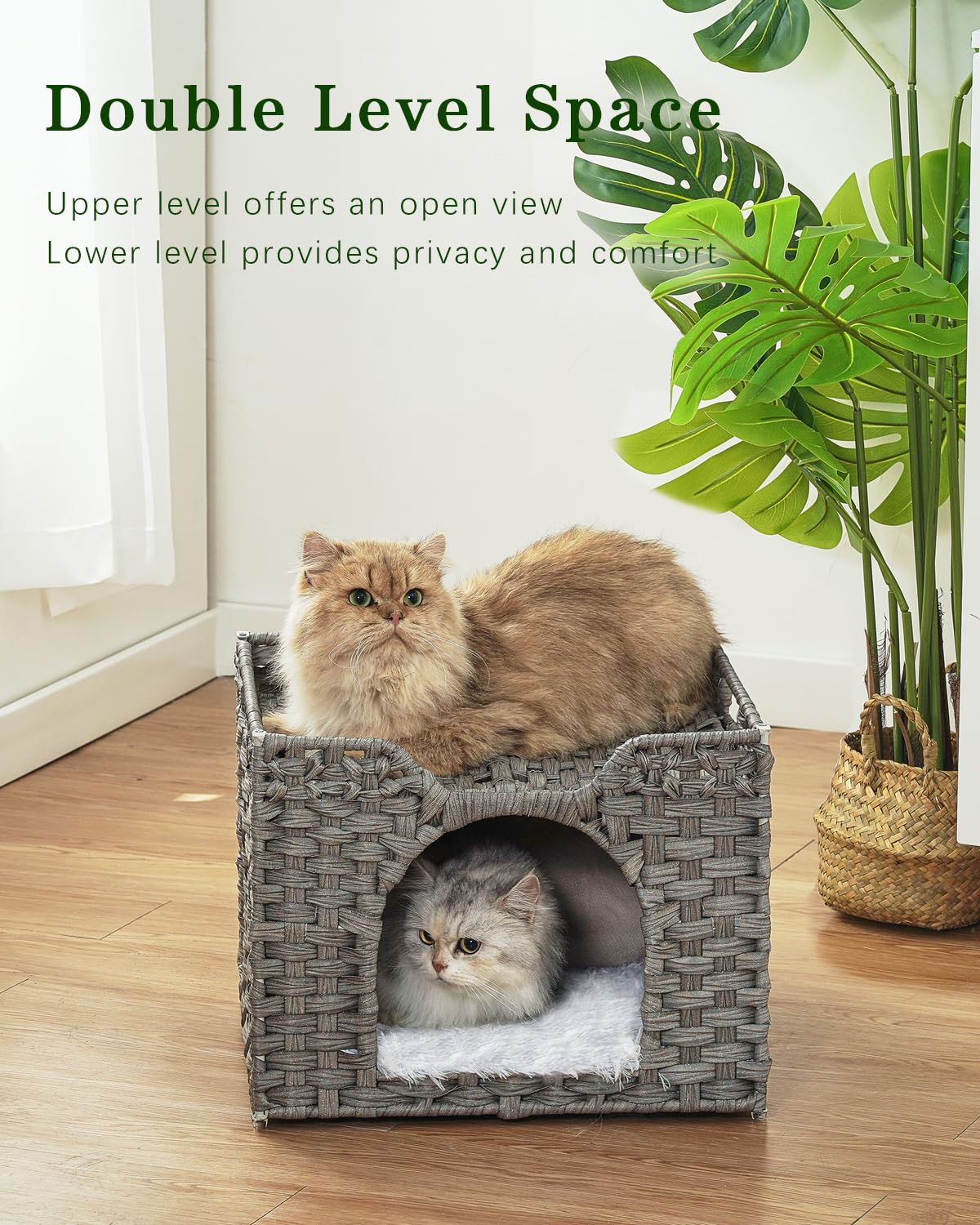 SETVSON Cuccia per gatti da interni, cuccia per gatti in rattan, cuccia per gatti, cuccia per gatti, cuccia per gatti intrecciata a mano, cuccia per gatti grande, coperta per gatti, cuccia per gatti