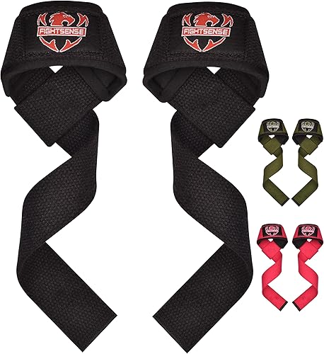 FIGHTSENSE - Correas de elevación para levantamiento de pesas, correas de muñeca de gimnasio para hombres y mujeres, correas de levantamiento de