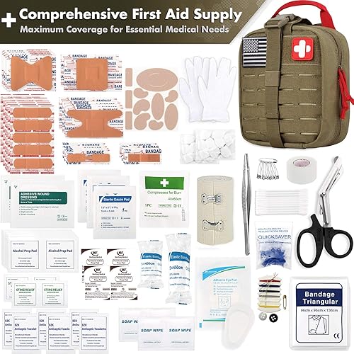 Miniatura 3 de Everlit Kit de primeros auxilios de supervivencia mejorado de supervivencia, kit de trauma con equipo de emergencia con nailon 1000D cortado con