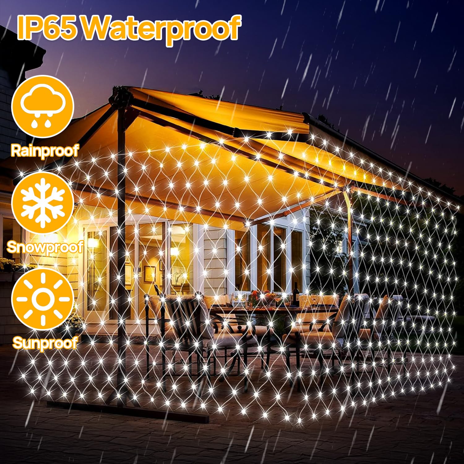 Aofonchy Solar Net Lights Outdoor, 1.5 * 1.5M 96 LED Net Fairy Lights with Remote, Weatherproof Fairy Mesh Lights - Image 2