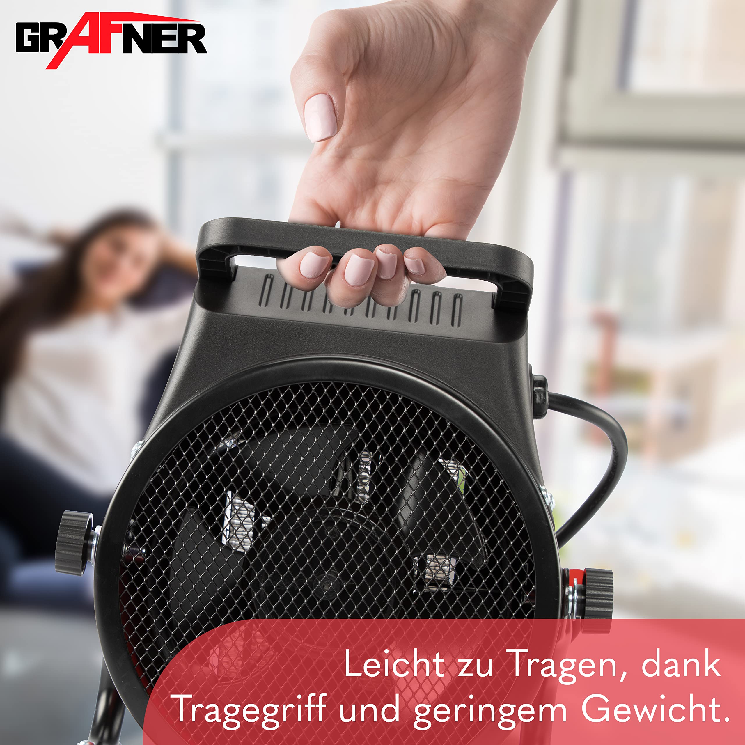 Grafner Keramische ventilatorkachel met 2000 watt, 2 kW, 3