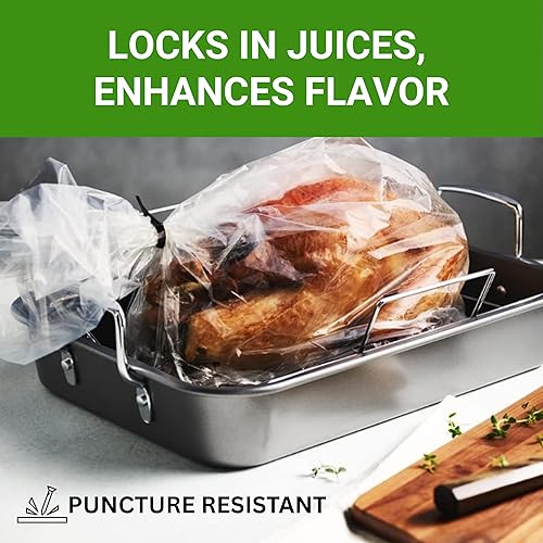 Miniatura 3 de Bolsas de horno de pavo para asar, paquete de 100 bolsas de cocina resistentes, aptas para horno (19 x 24.5 pulgadas), sin BPA, resistentes al