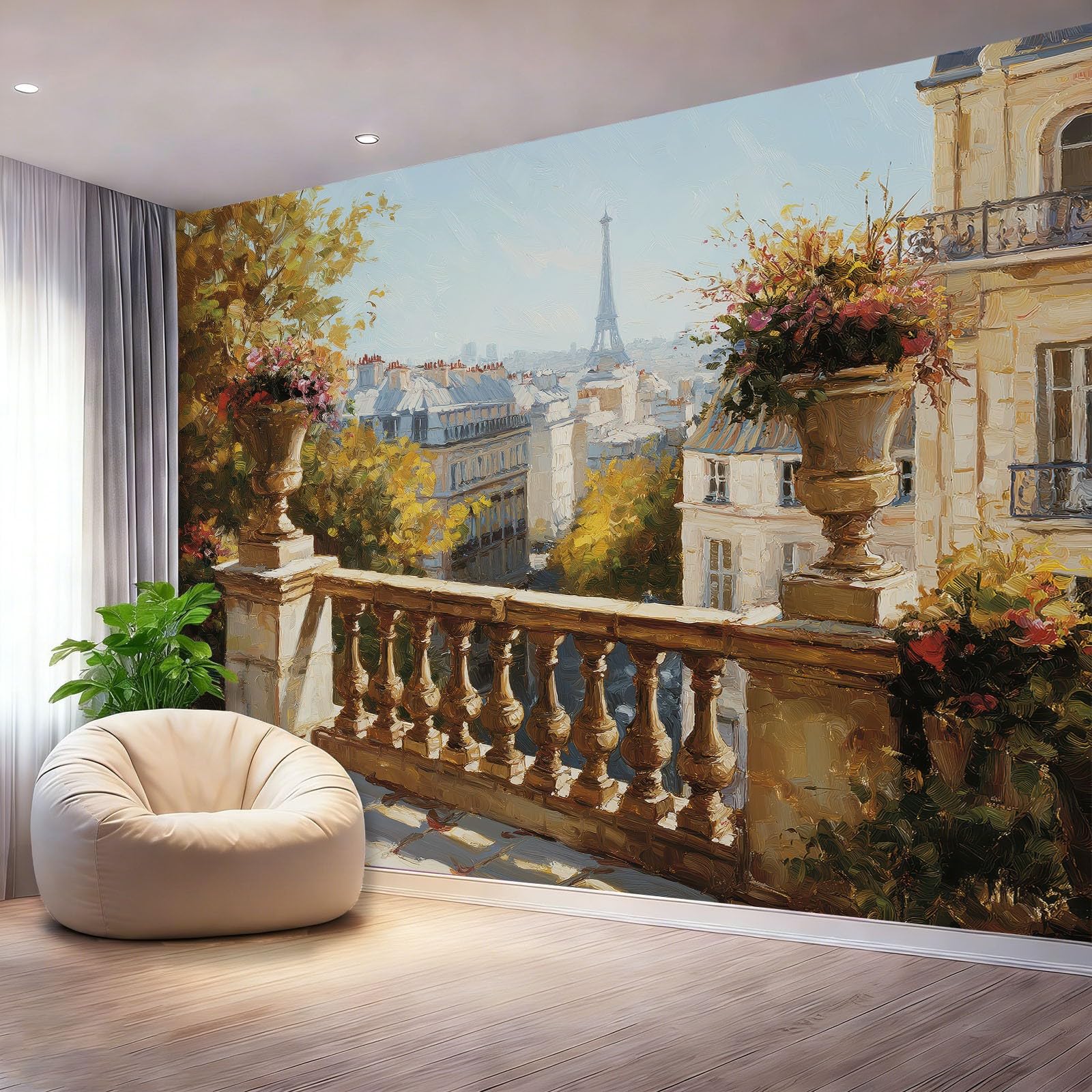 Duża fototapeta z włókniny 350 x 256 cm, miasto Paryż architektura tapeta obrazowa do sypialni i salonu, kolor