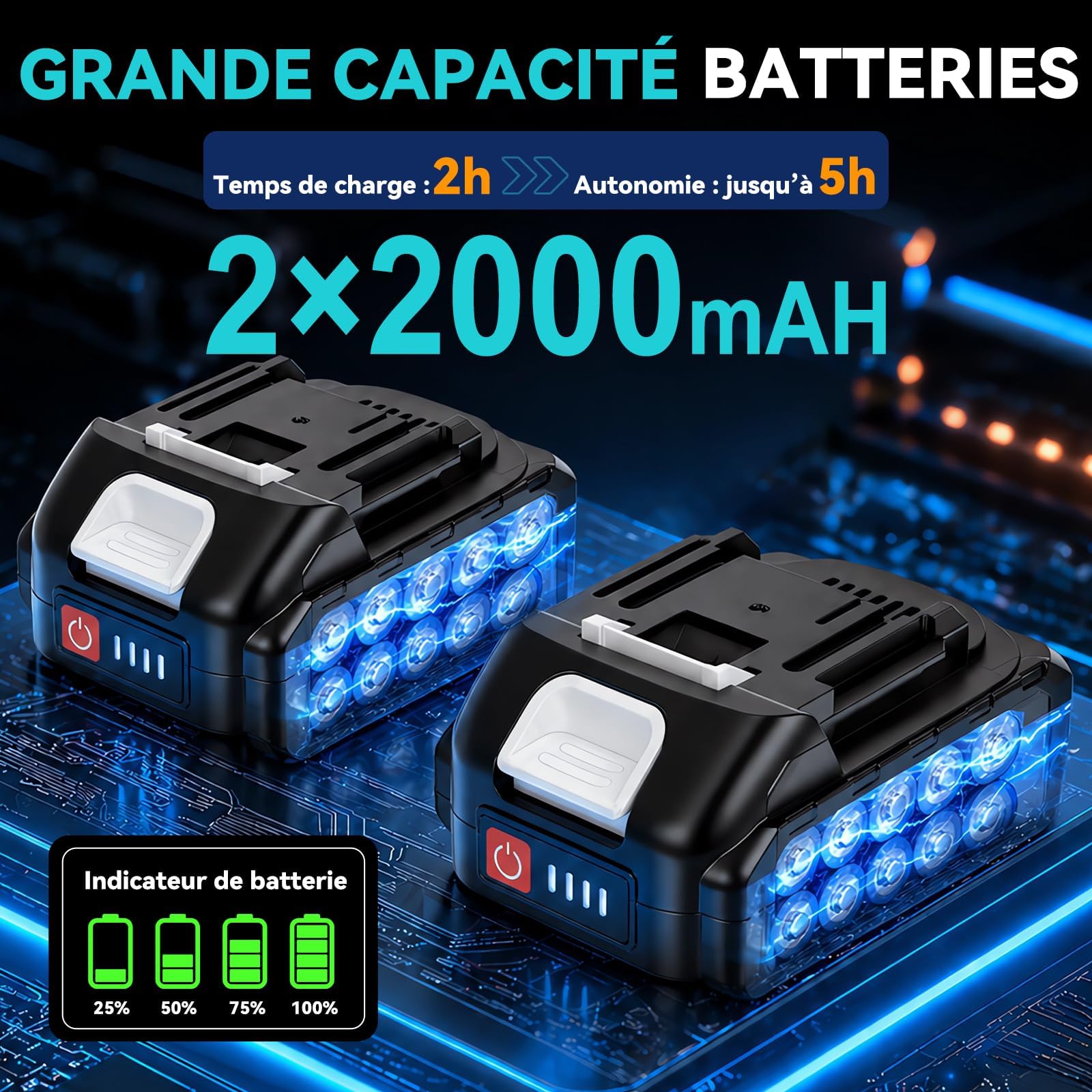 Agitatore per piastrelle con 2 batterie da 2000 mAh, dispositivo vibrante senza fili con potenza di aspirazione di 50 kg, ventosa da 125 mm, 5 velocità fino a 12000 giri/min, sollevatore per