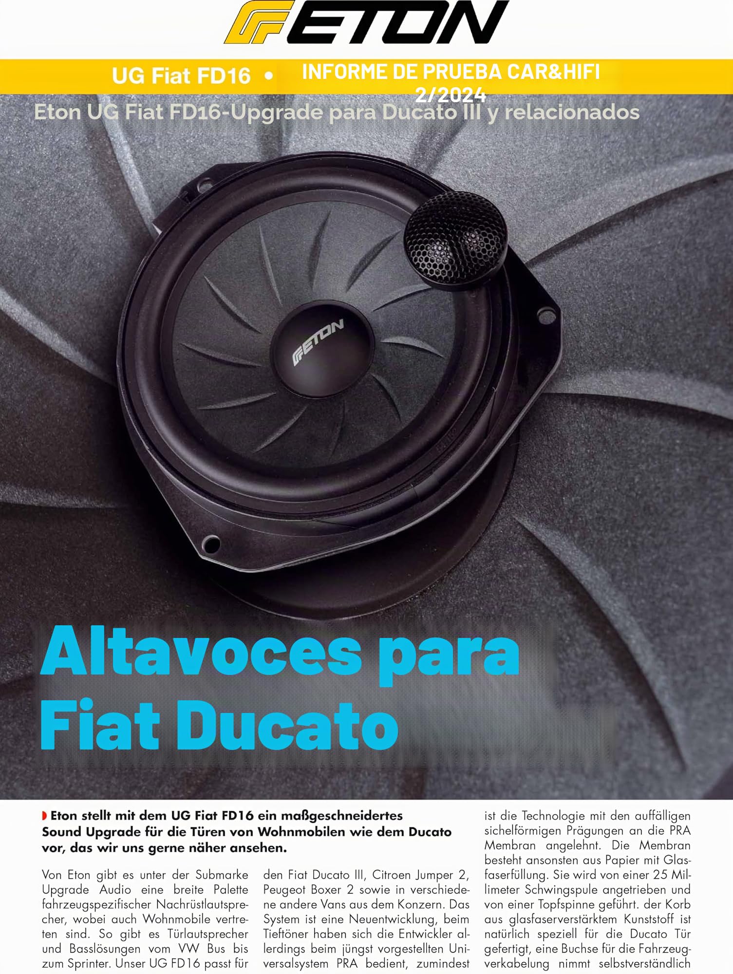 Eton MOsXtt AT FD16 – 16,5 cm (6,5“) Plug & Play Komponenten System, passgenaues Lautsprechersystem kompatibel mit FIAT Ducato