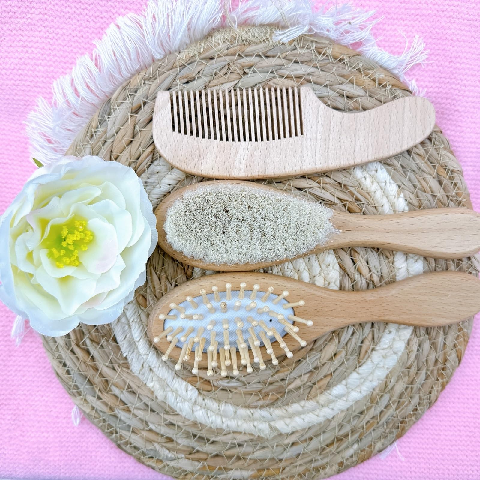 Set Personalizzato Di Spazzola E Pettine In Legno Per Bambini, Spazzola Per Capelli Con Nome Inciso Personalizzato, Regali Premurosi Per Neonati Maschi/femmine
