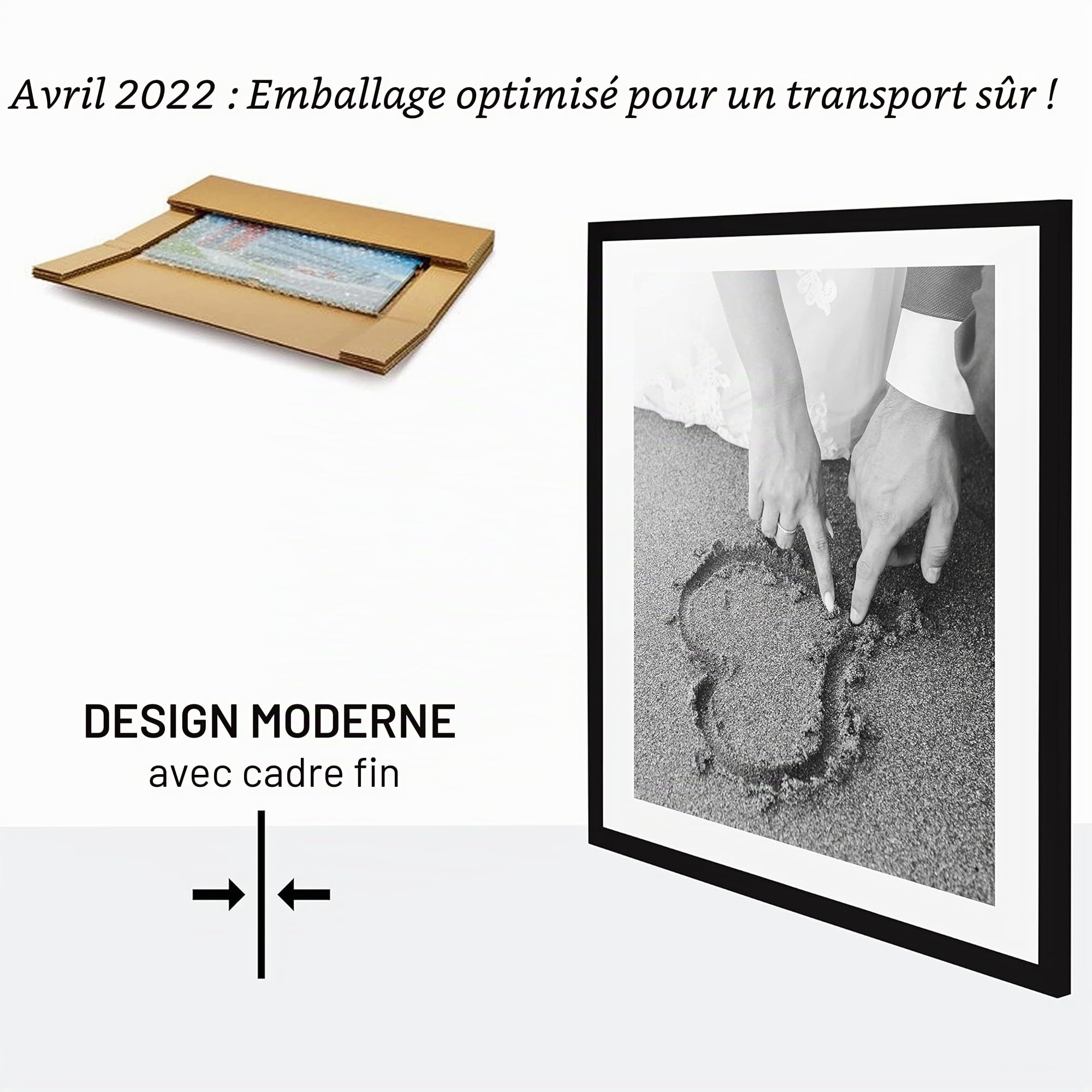 Cadre photo set de 1 60x60 MDF cadre en bois avec verre acrylique incassable en noir