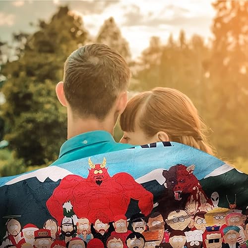 Miniatura 7 de South Park Characters - Manta de forro polar de poliéster súper suave y ligero, vibrante collage de Stan Kyle Kenny, acogedora manta de sofá para