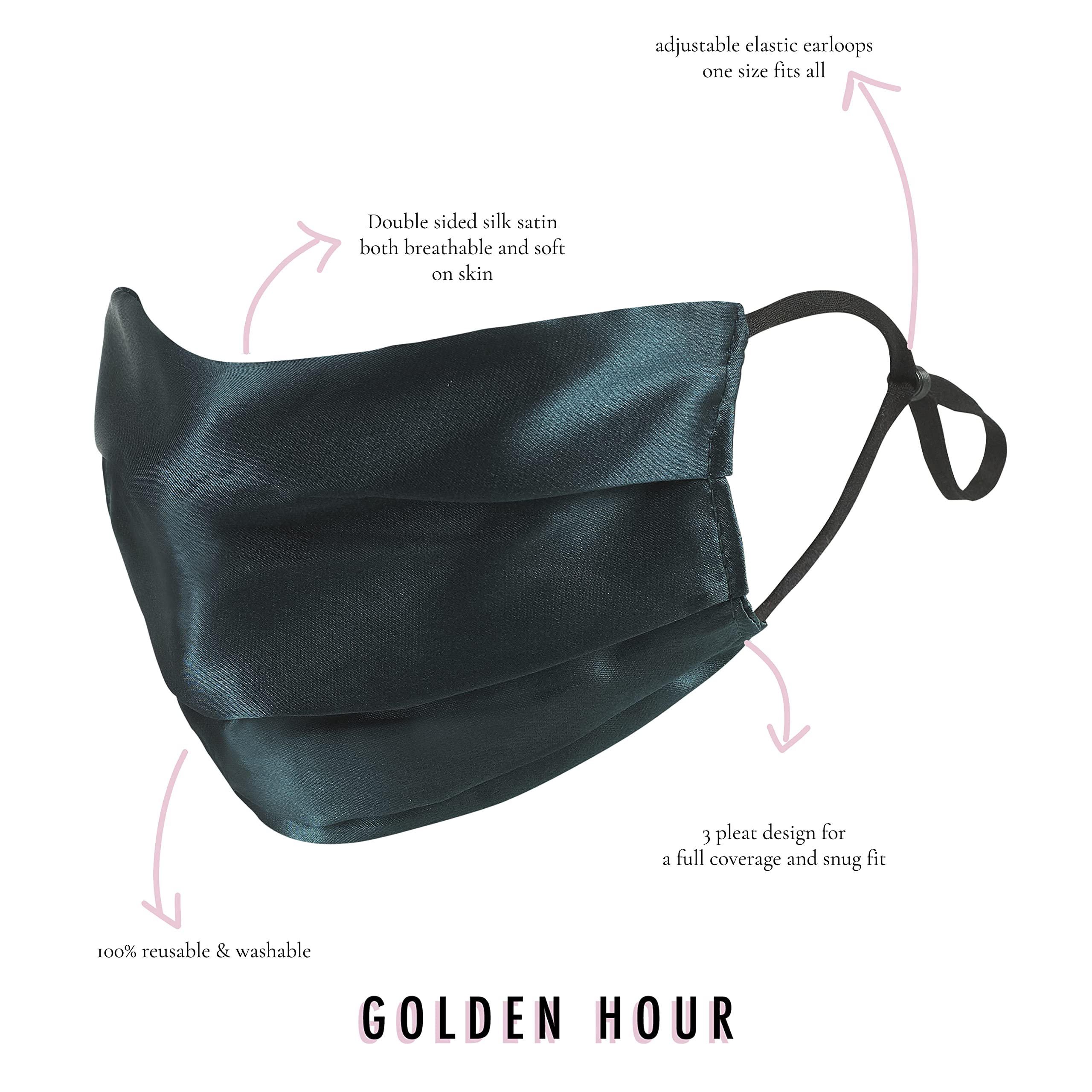 GOLDEN HOUR Silk Satin Mask, Teal - Image 4