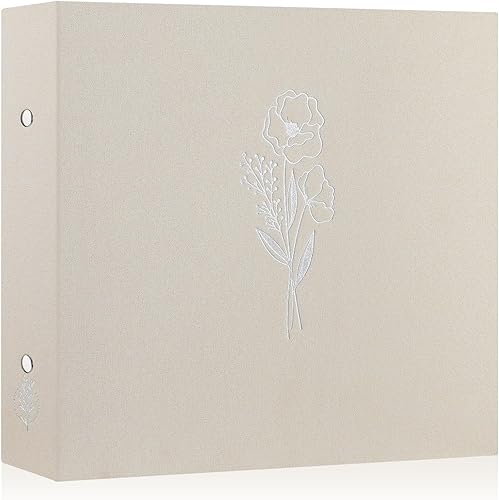 Lanpn Álbum de fotos de 12 x 12 pulgadas, cubierta de lino, sin ácidos, carga superior, carpeta de 3 anillas, libro de fotos de 12 x 12 pulgadas con