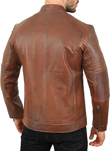 Vista 6 de Cafe Racer Chaqueta de cuero para hombre - Moto Racer Chaqueta de cuero para hombre