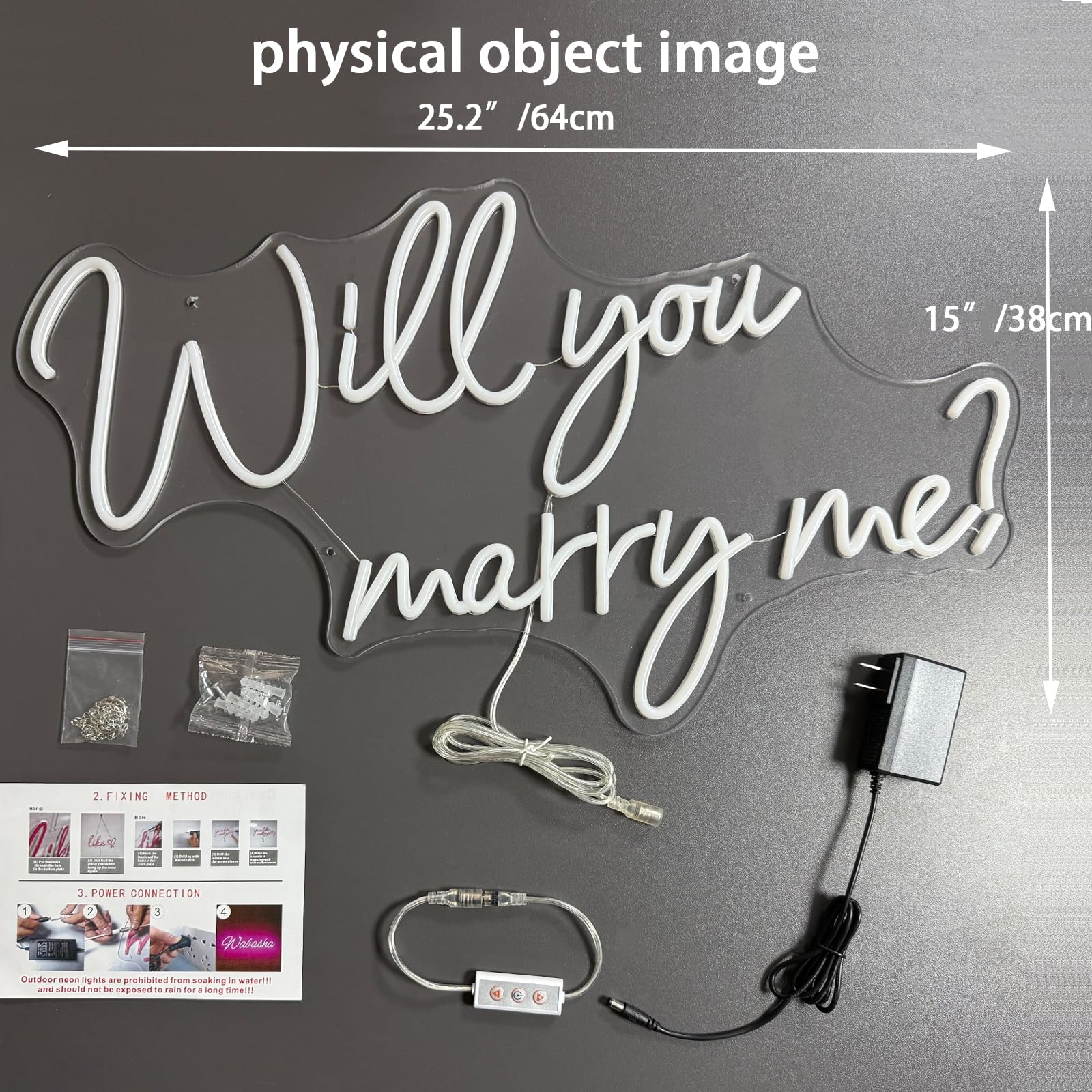 Letrero de neón con luces para propuesta de decoración de boda, 25.2 pulgadas grande marry me cartel para compromiso, romántico letrero de neón para esposa, blanco cálido