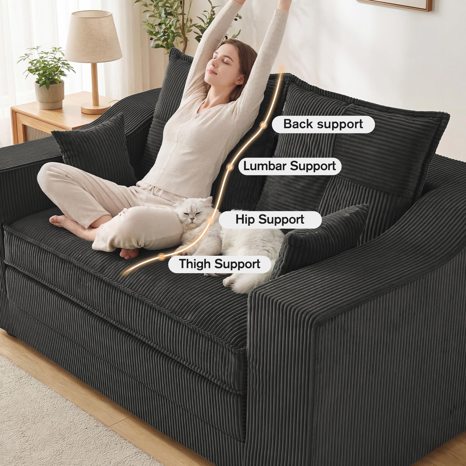APICIZON Sofá Cama, sofá 2-en-1 sin Estructura, sofá de Suelo con Cojines, sofá de 3 plazas Convertible con función Cama, colchón Plegable (Pana - Gris Oscuro, Ancho 177 cm)