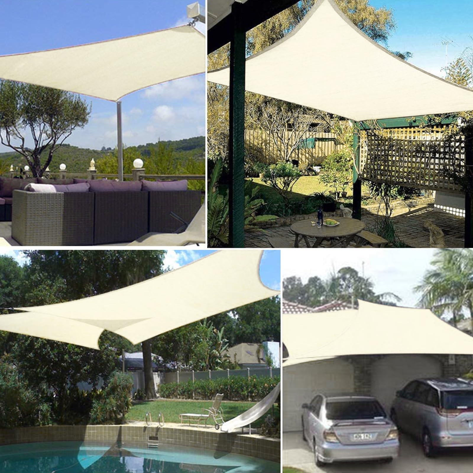 Dripex Tenda da Sole per Esterno, 5X7M Vela Ombreggiante, Tenda a Vela Rettangolare Protezione Anti Raggi UV e Impermeabile, Telo Parasole per Giardino, Terrazzo, Patio, Cortile e Prato (Bianco)