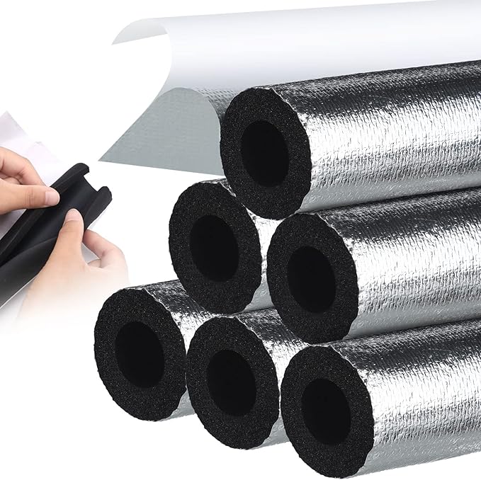 Kingdder Pipe Insulation Foam Tube 6 Pcs Self Adhesive Insulation Foam Wrap for Copper Pipe Pre